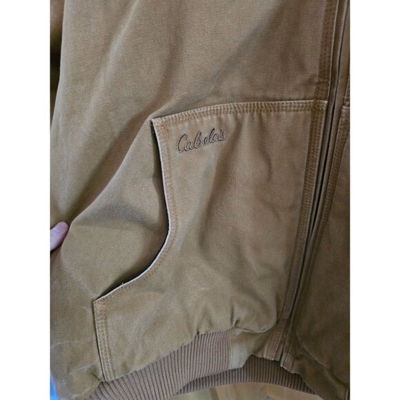 Cabelas XL Tan Hooded Canvas Jacket Workwear Chore coat outdoor rugged western - Picture 3 of 11